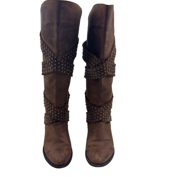 Old Gringo Brown Distressed Leather Silver Stud Detail Western Boots Women's 6.5 - Picture 2 of 11